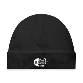 Eat. Sleep. Soccer. Repeat. – Für alle Fußballfans - Baby Premium Organic Mütze - Schwarz - Vorne