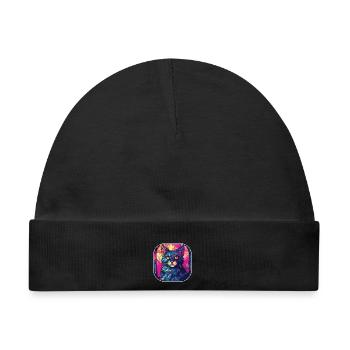Bunte Manx-Katzenrasse Aquarellglasmalerei - Baby Premium Organic Mütze - Schwarz - Vorne