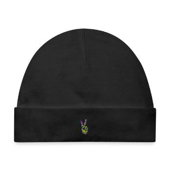 Peace Handzeichen Frieden Friedenssymbol Neon - Baby Premium Organic Mütze - Schwarz - Vorne