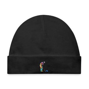 Flinker Minigolfspieler Turnierass - Baby Premium Organic Mütze - Schwarz - Vorne