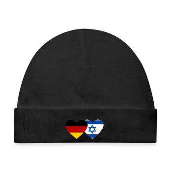 Deutschland Israel Flagge Herz - Baby Premium Organic Mütze - Schwarz - Vorne