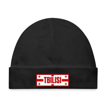 Tiflis Stadt mit georgischem Flaggendesign - Baby Premium Organic Mütze - Schwarz - Vorne