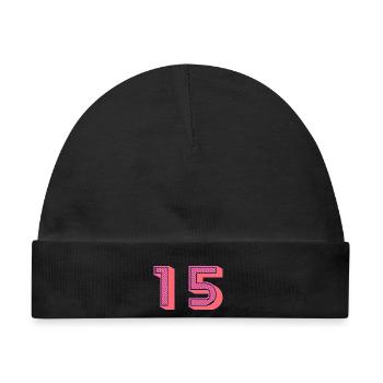 15. 15 JAHRE. 15. JAHRESTAG. 15-JÄHRIGES JUBILÄUM. - Baby Premium Organic Mütze - Schwarz - Vorne