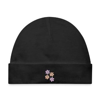 Blume pastell Blume Blumen pastell Blumen flieder - Baby Premium Organic Mütze - Schwarz - Vorne