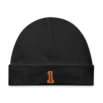 1. 1 JAHR - Baby Premium Organic Mütze - Schwarz - Vorne