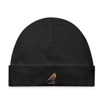 Rotkehlchen Design , Vogel des Jahres 2021 Polygon - Baby Premium Organic Mütze - Schwarz - Vorne