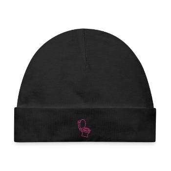 Klo WC Toilette Rosa - Baby Premium Organic Mütze - Schwarz - Vorne