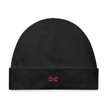 Hund Symbol Knochen Bürste Rosa - Baby Premium Organic Mütze - Schwarz - Vorne