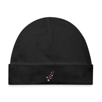 Stern Sternchen Muster Symbol Rosa - Baby Premium Organic Mütze - Schwarz - Vorne