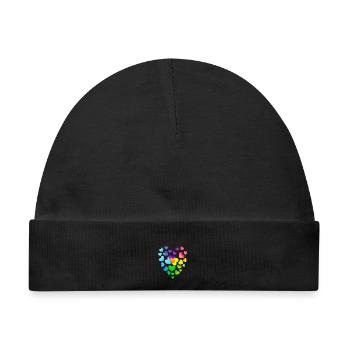 Herz Herzen bunte Herzen - Baby Premium Organic Mütze - Schwarz - Vorne