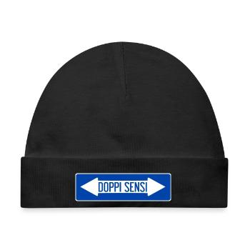 Doppelt-sinnliches Straßenschild - Baby Premium Organic Mütze - Schwarz - Vorne