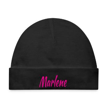 Marlene Pink Script - Baby Premium Organic Mütze - Schwarz - Vorne