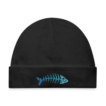 Fisch Gräten Fischskelett Fischgräten Kritzelei - Baby Premium Organic Mütze - Schwarz - Vorne