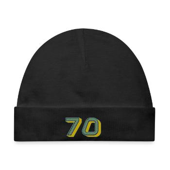 70. 70 JAHRE. 70-JÄHRIGES JUBILÄUM. 70-JÄHRIGES JUBILÄUM. - Baby Premium Organic Mütze - Schwarz - Vorne