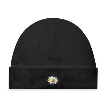 Margerite weiße Blume - Baby Premium Organic Mütze - Schwarz - Vorne