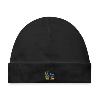 Peace Love Light Handzeichen Friedenssymbol Neon - Baby Premium Organic Mütze - Schwarz - Vorne