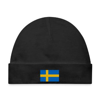 Schweden Flagge - Baby Premium Organic Mütze - Schwarz - Vorne