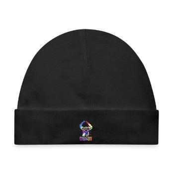 Fröhlicher Gibbon Kletterkünstler - Baby Premium Organic Mütze - Schwarz - Vorne