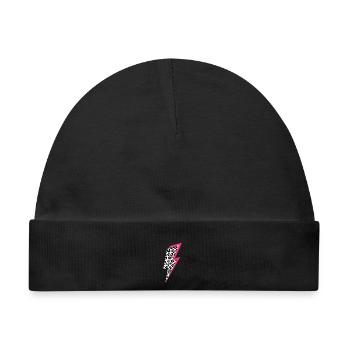 Blitz Leoparden Muster Pastellfarben mit Neon-Pink - Baby Premium Organic Mütze - Schwarz - Vorne