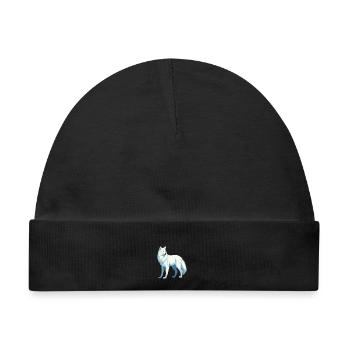 Arktischer Wolf Bunte Aquarell-Karikatur Kawaii Ani - Baby Premium Organic Mütze - Schwarz - Vorne