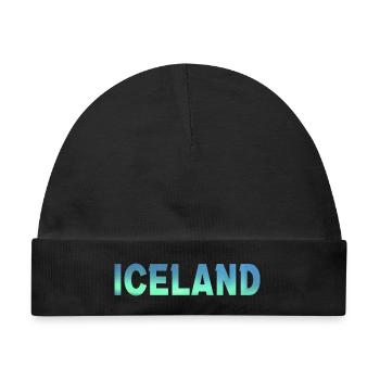 Island Iceland Polarlicht Aurora Borealis - Baby Premium Organic Mütze - Schwarz - Vorne