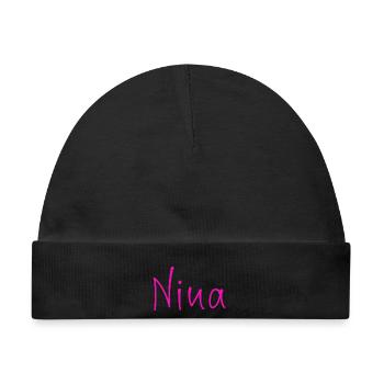 Nina Neon Script - Baby Premium Organic Mütze - Schwarz - Vorne