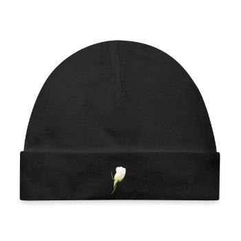 weiße Rose weiße Blume - Baby Premium Organic Mütze - Schwarz - Vorne