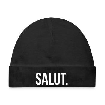SALUT. - Schlicht und Aussagekräftig - Baby Premium Organic Mütze - Schwarz - Vorne