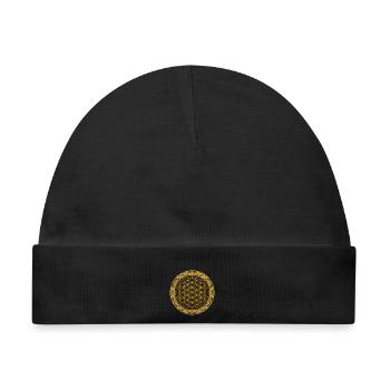 Lebensblume Gold Mandala - Baby Premium Organic Mütze - Schwarz - Vorne