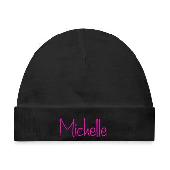 Michelle Neon-Handschrift - Baby Premium Organic Mütze - Schwarz - Vorne