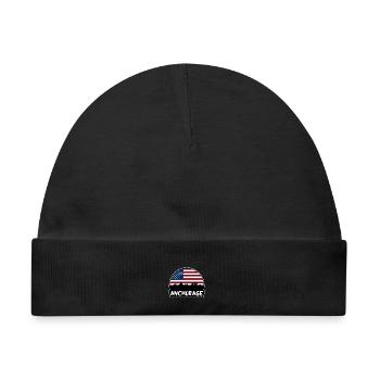 Anchorage Alaska USA Flagge Skyline Silhouette Trave - Baby Premium Organic Mütze - Schwarz - Vorne
