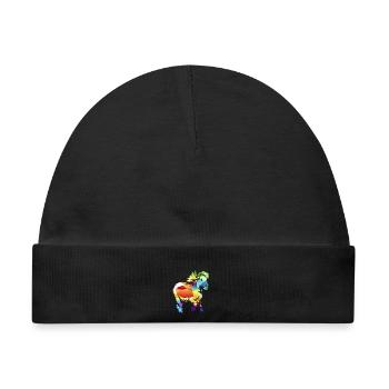 Zotteliges Shetlandpony Pferdemädchen - Baby Premium Organic Mütze - Schwarz - Vorne