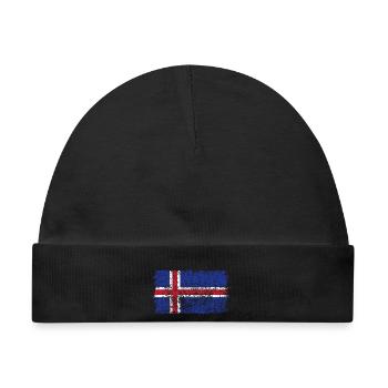 Island Flagge Iceland isländische Fahne - Baby Premium Organic Mütze - Schwarz - Vorne