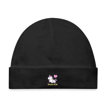 Große Schwester Einhorn - Baby Premium Organic Mütze - Schwarz - Vorne