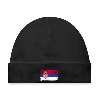 Serbische Flagge Serbien Serbienflagge - Baby Premium Organic Mütze - Schwarz - Vorne