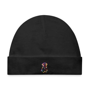Flinker Border Collie Hütearbeit - Baby Premium Organic Mütze - Schwarz - Vorne
