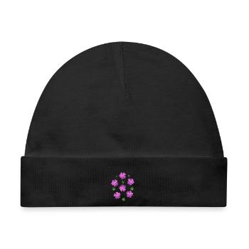 Lichtnelken rosa Blumen - Baby Premium Organic Mütze - Schwarz - Vorne