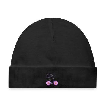 Life is a beautiful Ride - Fahrrad mit Blumen - Baby Premium Organic Mütze - Schwarz - Vorne