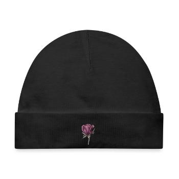 Rose Blume - Baby Premium Organic Mütze - Schwarz - Vorne
