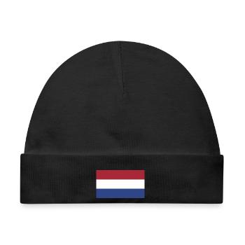 Flagge Niederlande Blau Weiß Rot - Baby Premium Organic Mütze - Schwarz - Vorne