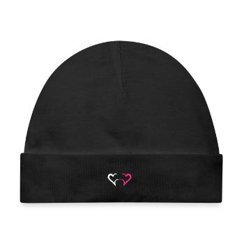 Herz in Rosa und Weiß - Baby Premium Organic Mütze - Schwarz - Vorne