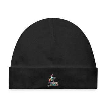 Flinker Tennisspieler Rasentennis - Baby Premium Organic Mütze - Schwarz - Vorne