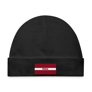 Riga Stadt in lettischer Flagge - Baby Premium Organic Mütze - Schwarz - Vorne