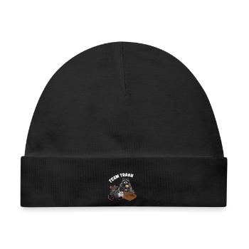 Team Trash - Waschbär, Opossum und Maus mit Pizza - Baby Premium Organic Mütze - Schwarz - Vorne