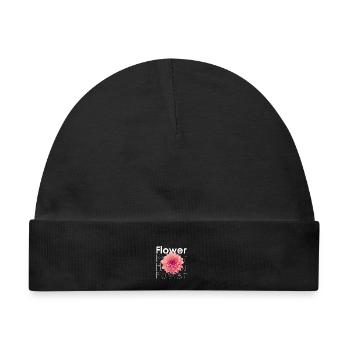 Flower Power - Baby Premium Organic Mütze - Schwarz - Vorne