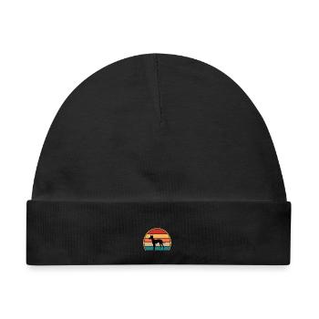Cirneco Dell Etna Dog Love Silhouette Retro Sonnenuntergang - Baby Premium Organic Mütze - Schwarz - Vorne
