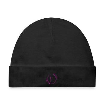 V Blüten Hexagon Design - Baby Premium Organic Mütze - Schwarz - Vorne