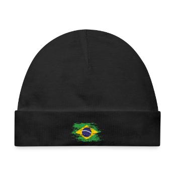 Brasilien Flagge used - Baby Premium Organic Mütze - Schwarz - Vorne