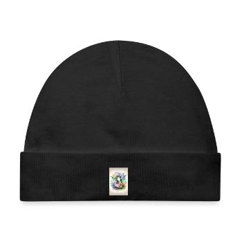 Leprechaun - Pixies - Blumen, Aquarell & Fee - Baby Premium Organic Mütze - Schwarz - Vorne