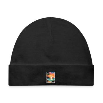 Sunset Beach Hawaii Vintage Reiseposter Souvenir - Baby Premium Organic Mütze - Schwarz - Vorne